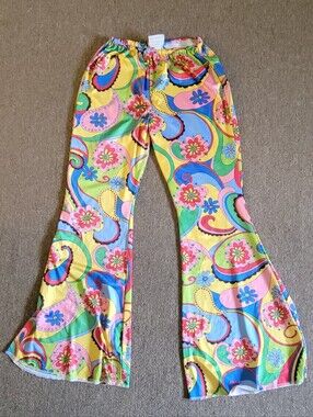 Womens Size L/XL Retro 60s/70s Floral/Paisley Bellbottom Hippie Costume Pants